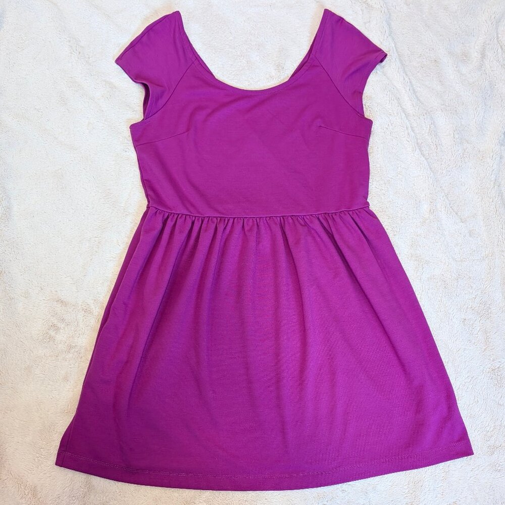American Eagle Purple Dress Fit and Flare Cap Sleeve Open Cross Back XL